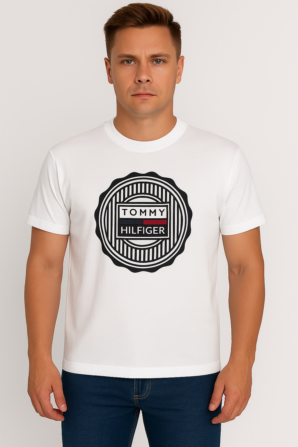 Tommy Hilfiger Men’s Logo Printed Crew Neck T-Shirt – Premium Casual Wear