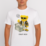Men’s Black “Crazy Rich” Bear Graphic T-Shirt – Premium Streetwear Tee